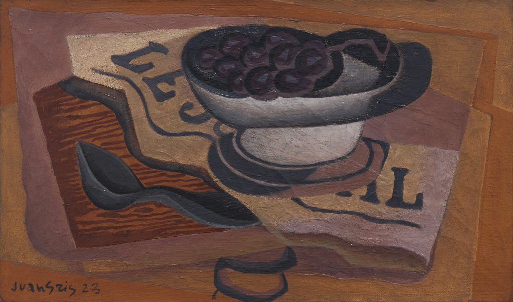 Juan Gris
(Madrid, 1887 – Boulogne-sur-Seine, Francia, 1927)
Le raisin noir, 1923
Óleo sobre lienzo, 27 x 46 cm
Colección ABANCA